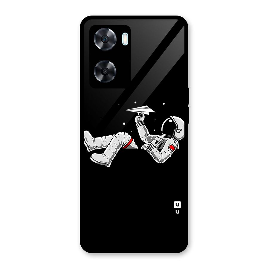 Astronaut Aeroplane Glass Back Case for Oppo A77