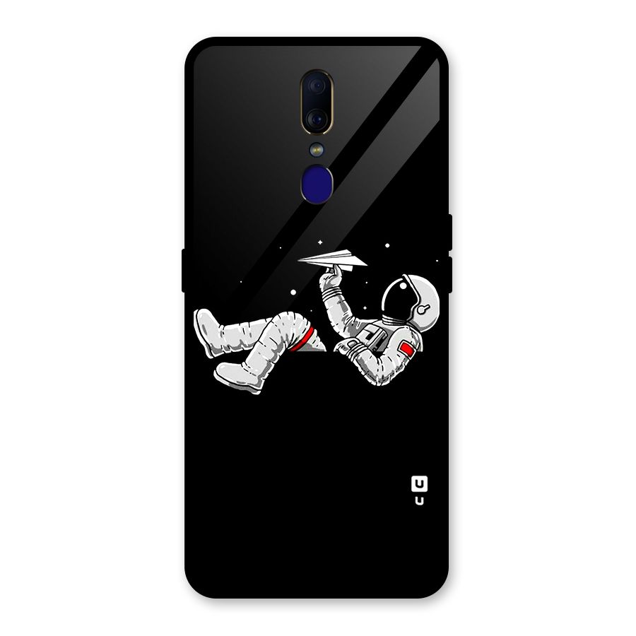 Astronaut Aeroplane Glass Back Case for Oppo F11