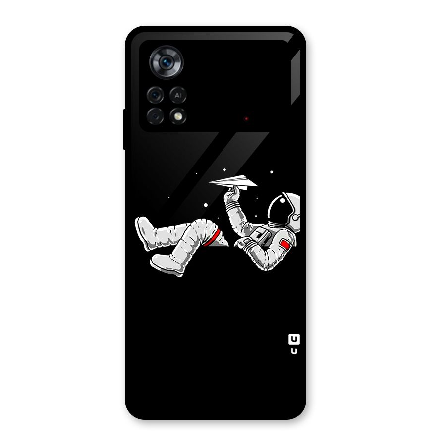 Astronaut Aeroplane Glass Back Case for Poco X4 Pro 5G