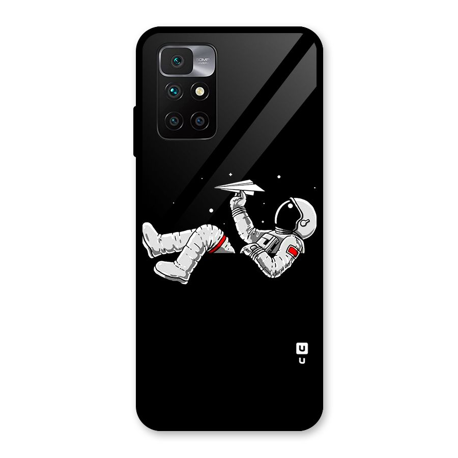 Astronaut Aeroplane Glass Back Case for Redmi 10 Prime