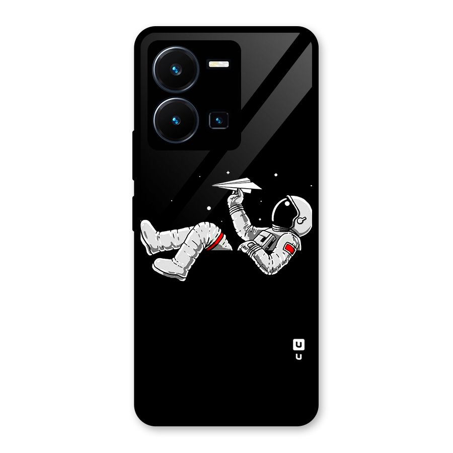 Astronaut Aeroplane Glass Back Case for Vivo Y35