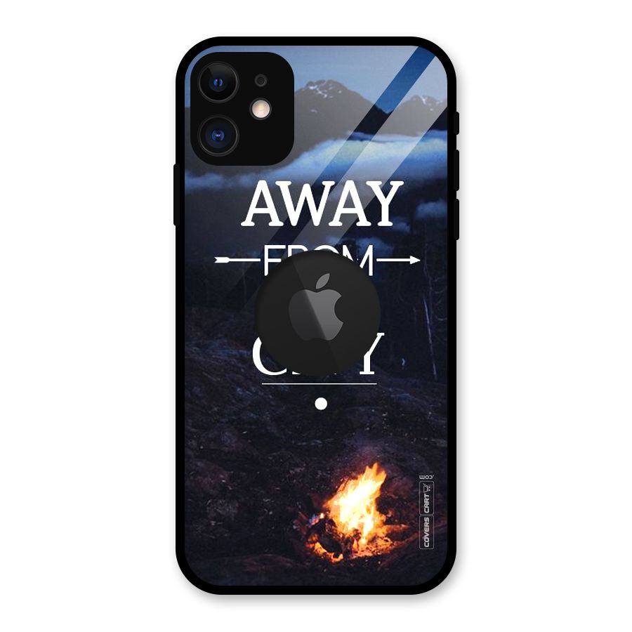 Away From City Glass Back Case for iPhone 11 Logo Cut