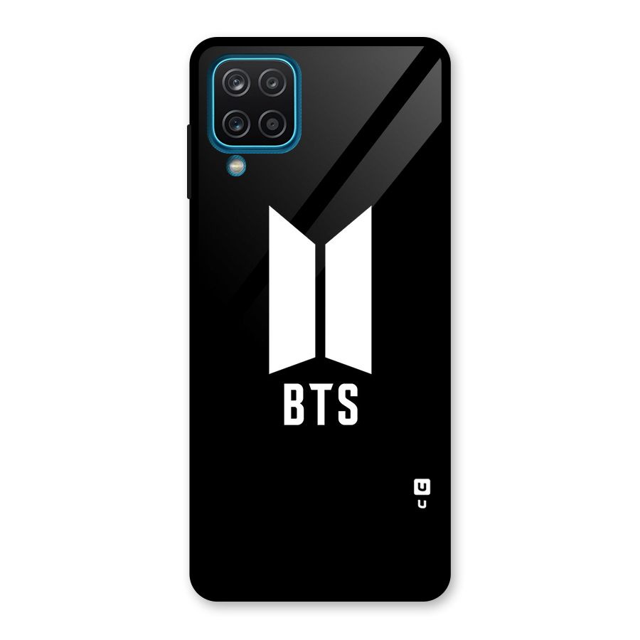 BTS Logo Black Glass Back Case for Galaxy A12