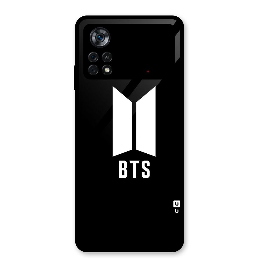 BTS Logo Black Glass Back Case for Poco X4 Pro 5G