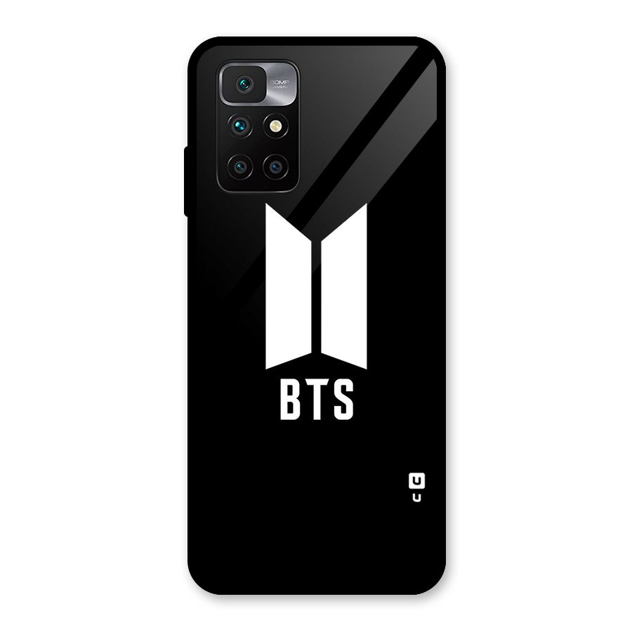 BTS Logo Black Glass Back Case for Redmi 10 Prime