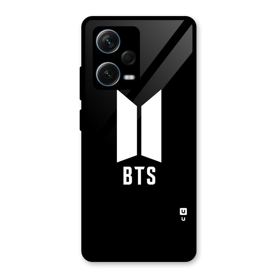 BTS Logo Black Glass Back Case for Redmi Note 12 Pro Plus 5G