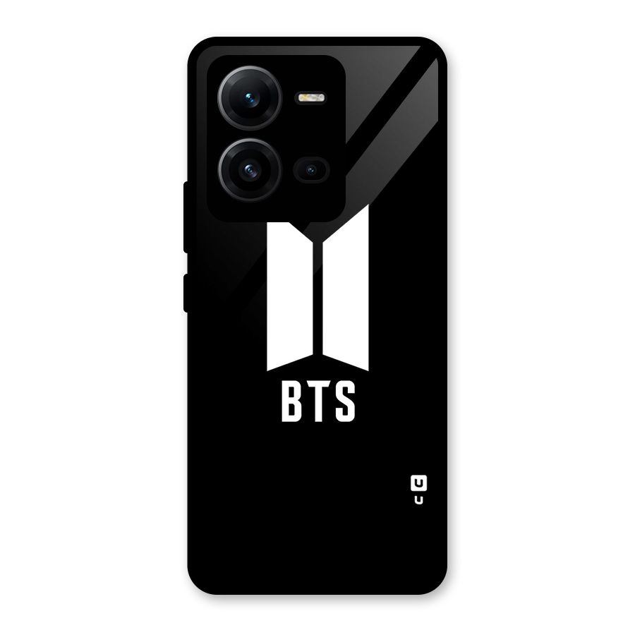 BTS Logo Black Glass Back Case for Vivo V25