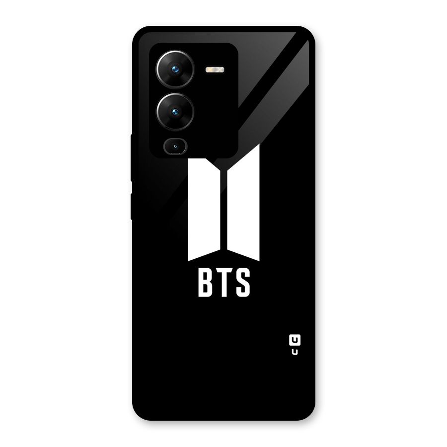BTS Logo Black Glass Back Case for Vivo V25 Pro