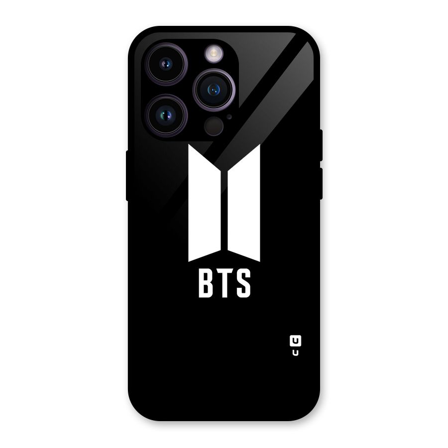 BTS Logo Black Glass Back Case for iPhone 14 Pro