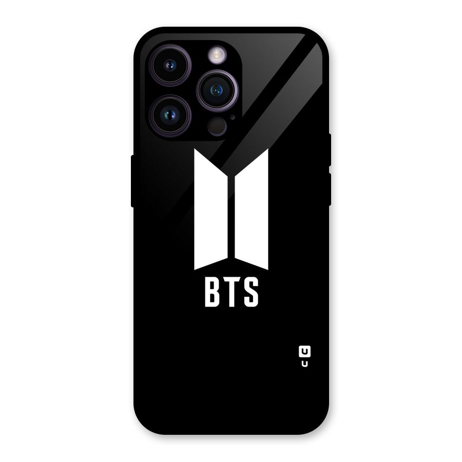 BTS Logo Black Glass Back Case for iPhone 14 Pro Max
