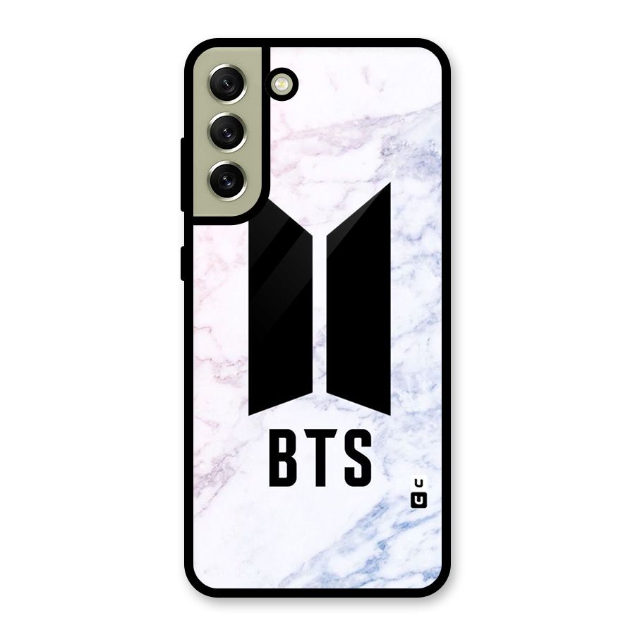 BTS Logo Marble Print Glass Back Case for Galaxy S21 FE 5G