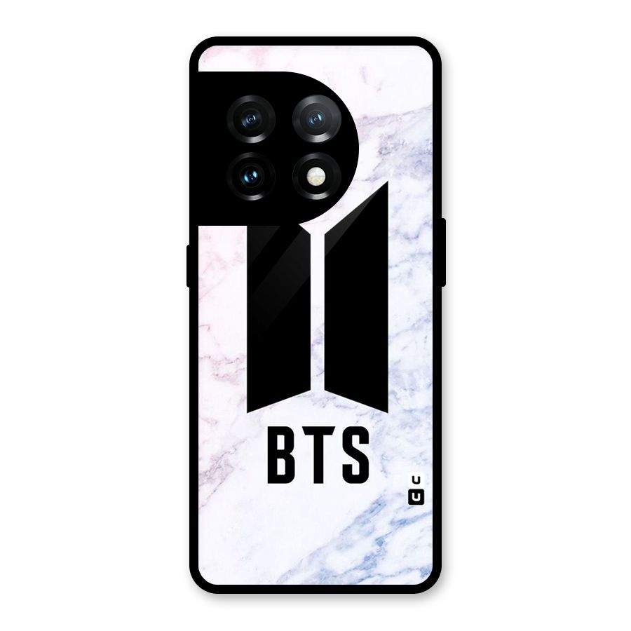 BTS Logo Marble Print Glass Back Case for OnePlus 11