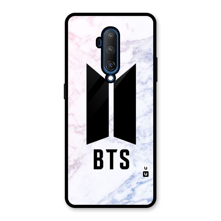BTS Logo Marble Print Glass Back Case for OnePlus 7T Pro