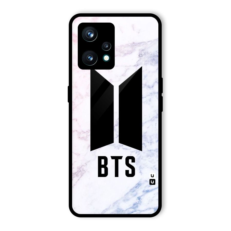 BTS Logo Marble Print Glass Back Case for Realme 9 Pro Plus 5G