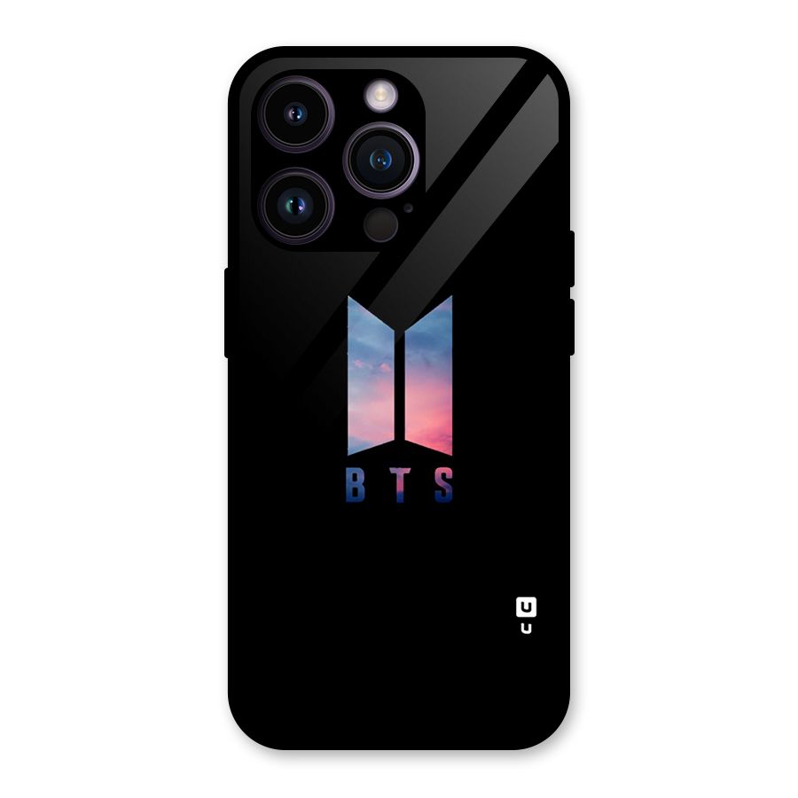 BTS Logo Sky Glass Back Case for iPhone 14 Pro