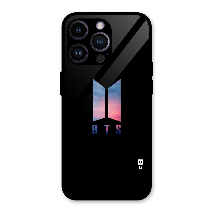BTS Logo Sky Glass Back Case for iPhone 14 Pro Max