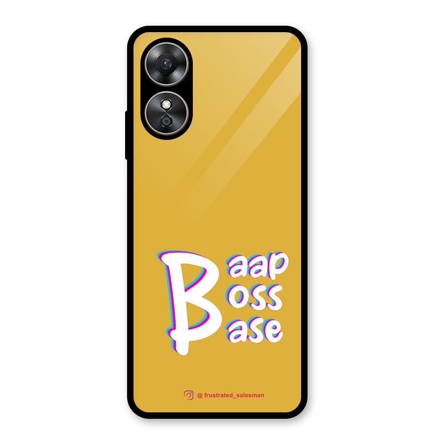 Baap Boss Base Mustard Yellow Glass Back Case for Oppo A17