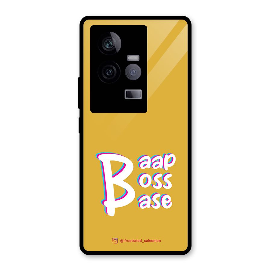 Baap Boss Base Mustard Yellow Glass Back Case for Vivo iQOO 11 5G