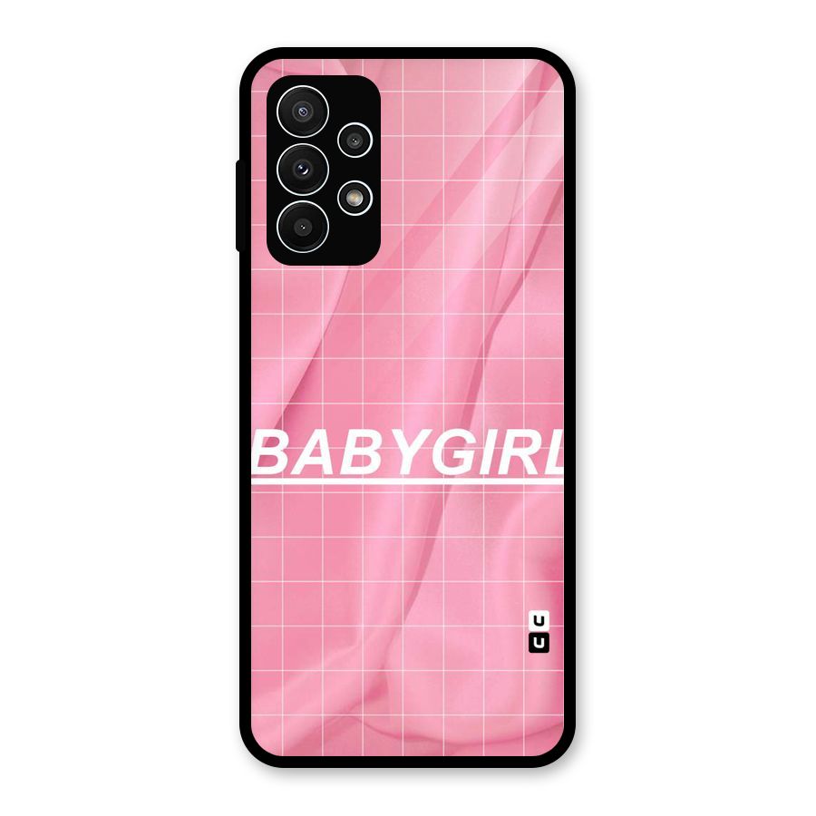 Baby Girl Check Glass Back Case for Galaxy A23