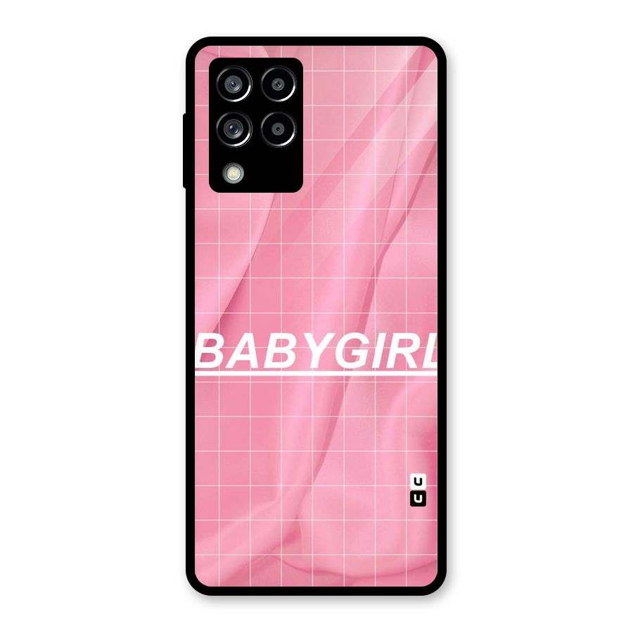 Baby Girl Check Glass Back Case for Galaxy M53 5G
