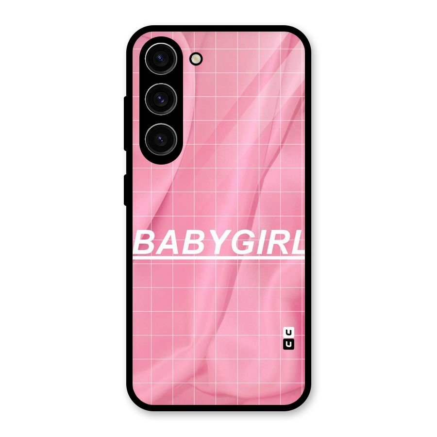 Baby Girl Check Glass Back Case for Galaxy S23
