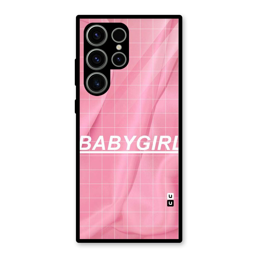 Baby Girl Check Glass Back Case for Galaxy S23 Ultra