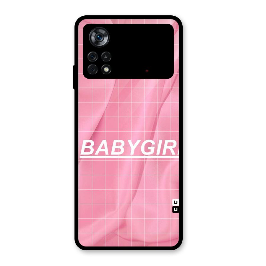 Baby Girl Check Glass Back Case for Poco X4 Pro 5G