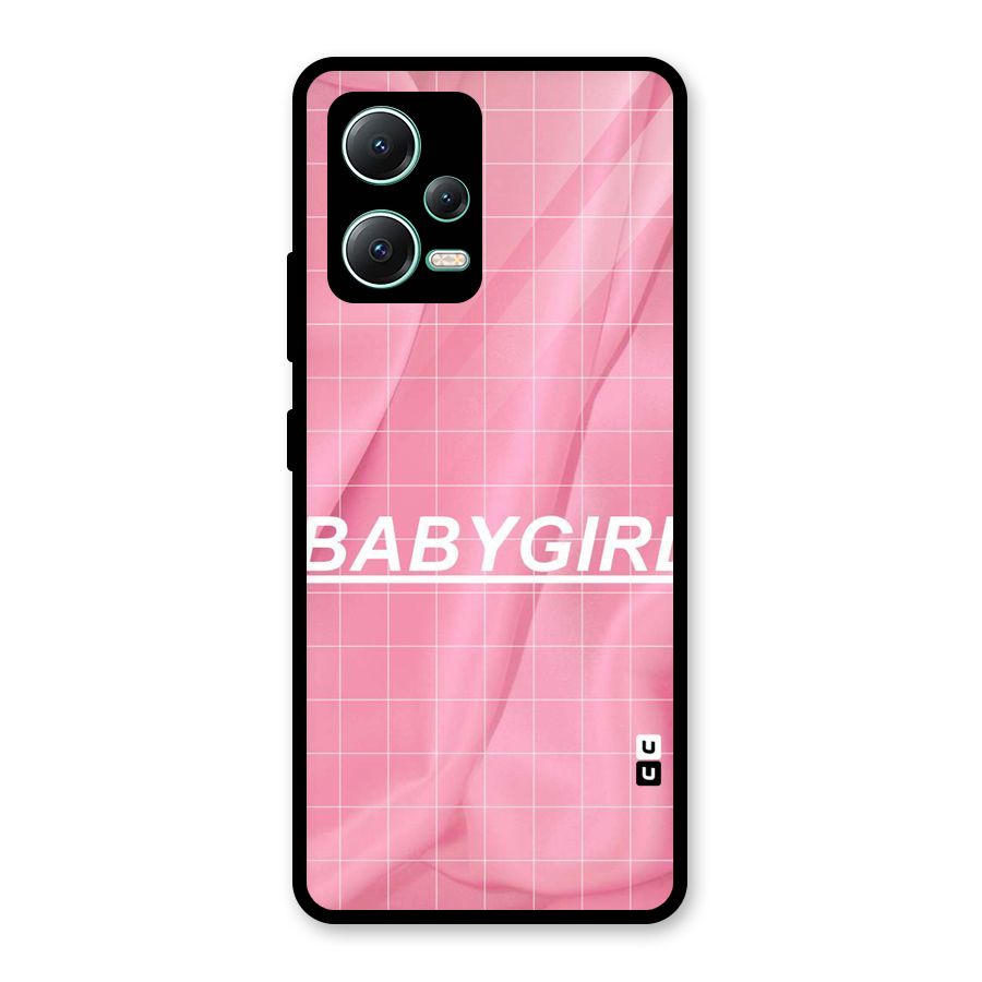 Baby Girl Check Glass Back Case for Redmi Note 12 5G