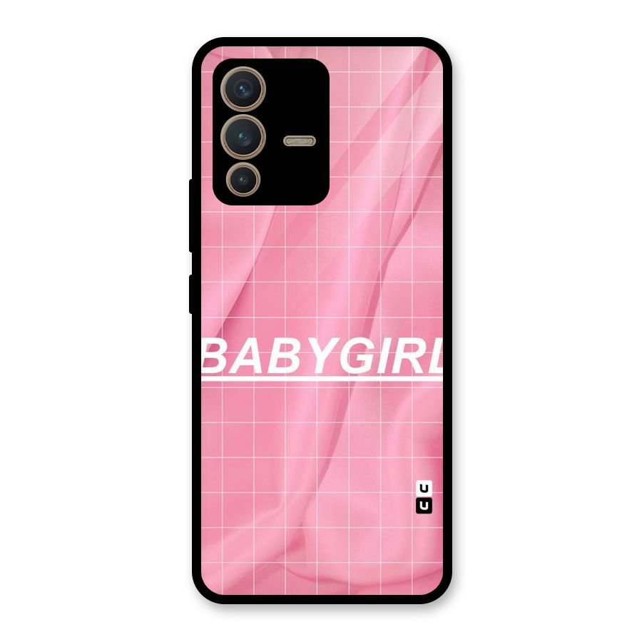 Baby Girl Check Glass Back Case for Vivo V23 5G