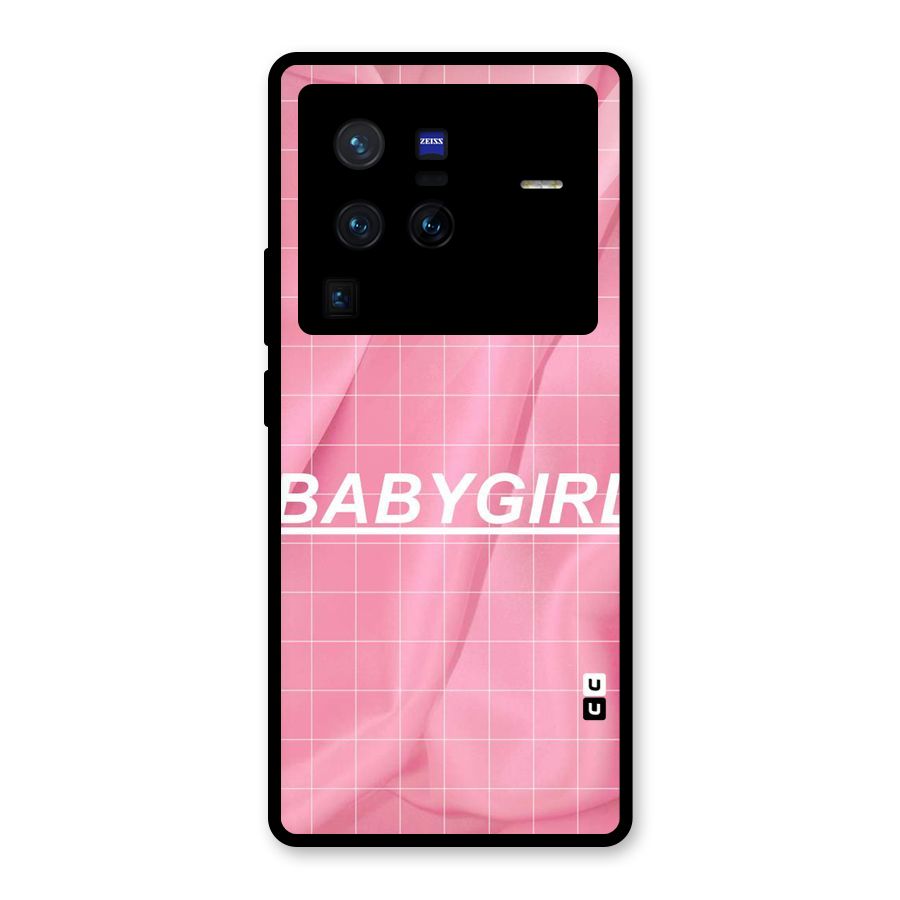 Baby Girl Check Glass Back Case for Vivo X80 Pro