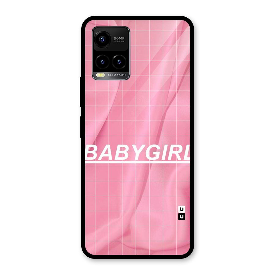Baby Girl Check Glass Back Case for Vivo Y21A