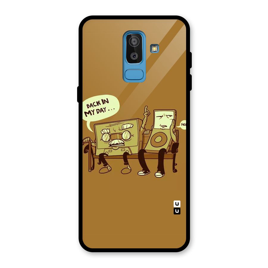 Back In Day Casette Glass Back Case for Galaxy J8