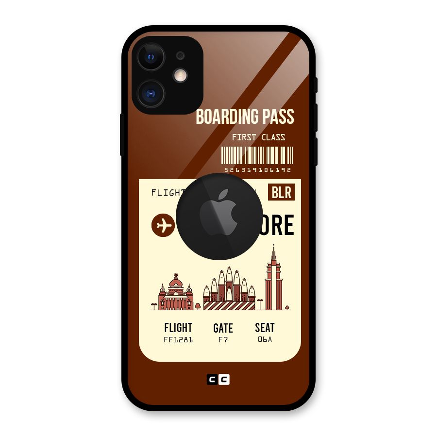 Bangalore Boarding Pass Glass Back Case for iPhone 11 Logo Cut