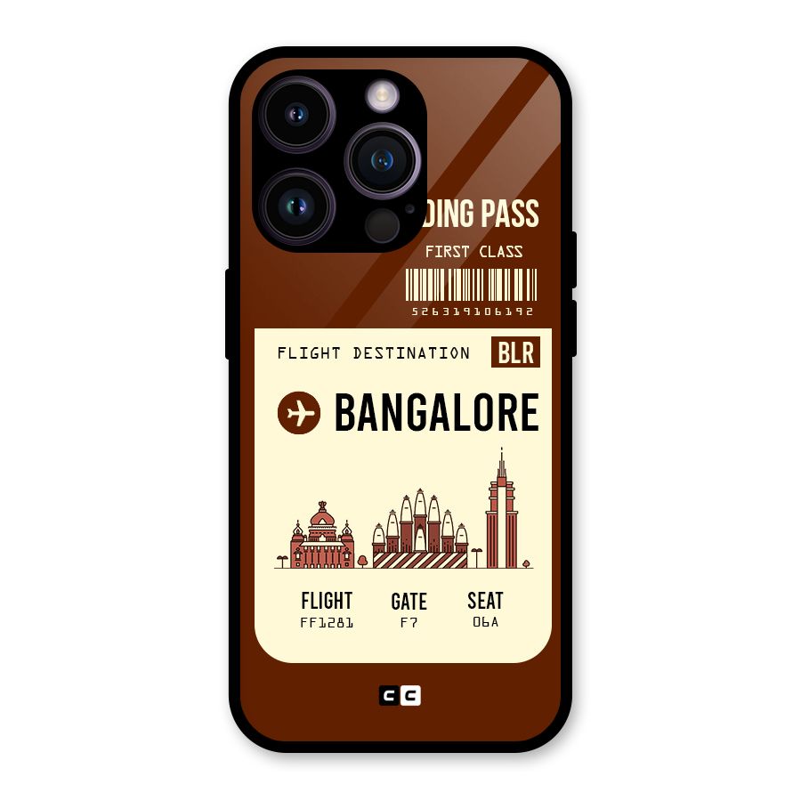Bangalore Boarding Pass Glass Back Case for iPhone 14 Pro