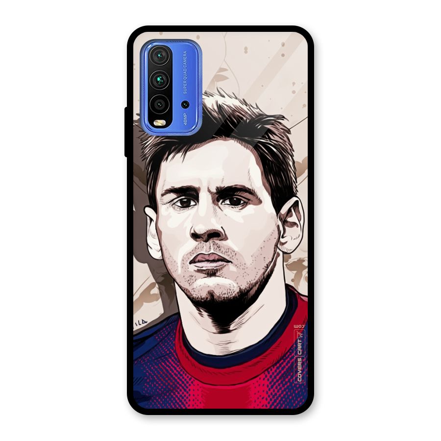 Barca King Messi Glass Back Case for Redmi 9 Power