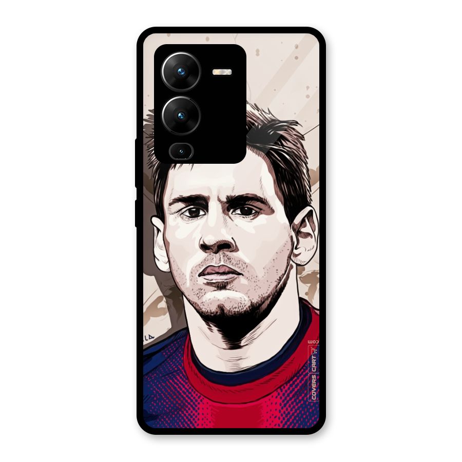 Barca King Messi Glass Back Case for Vivo V25 Pro