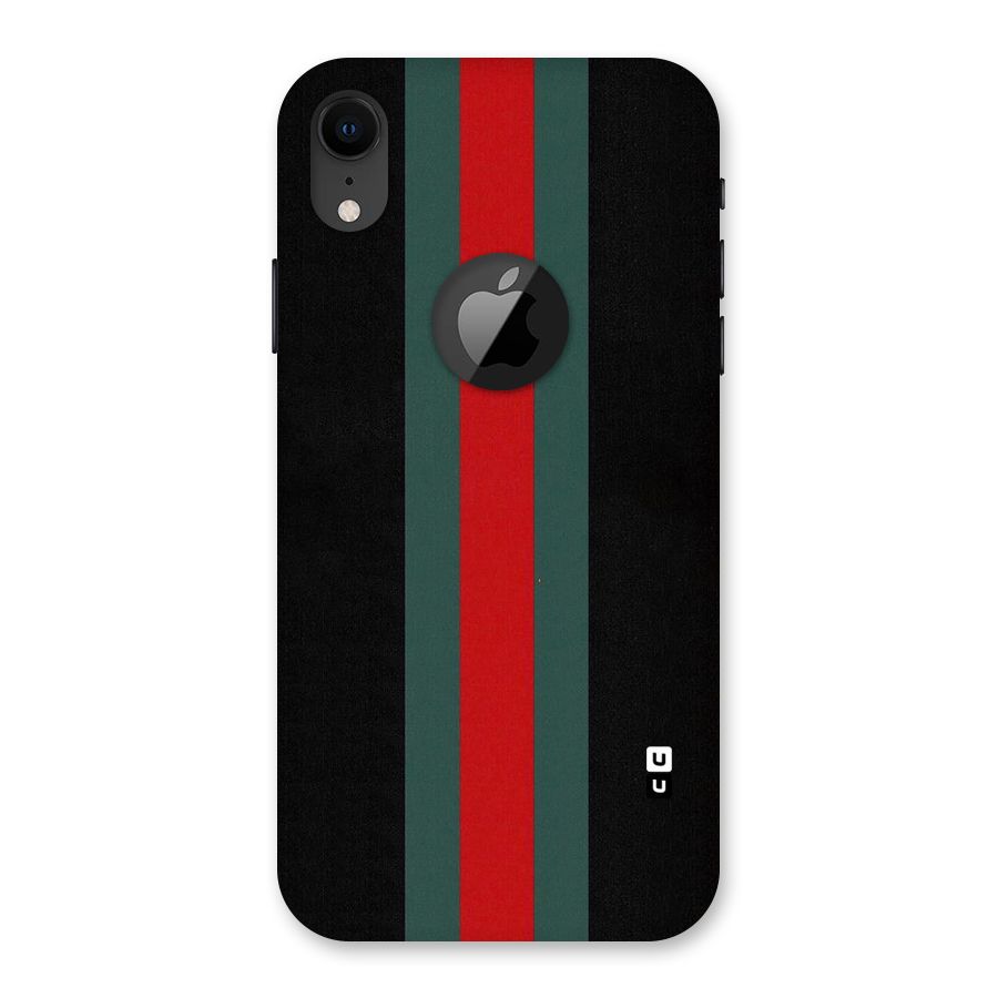 Basic Colored Stripes Back Case for iPhone XR Logo Cut