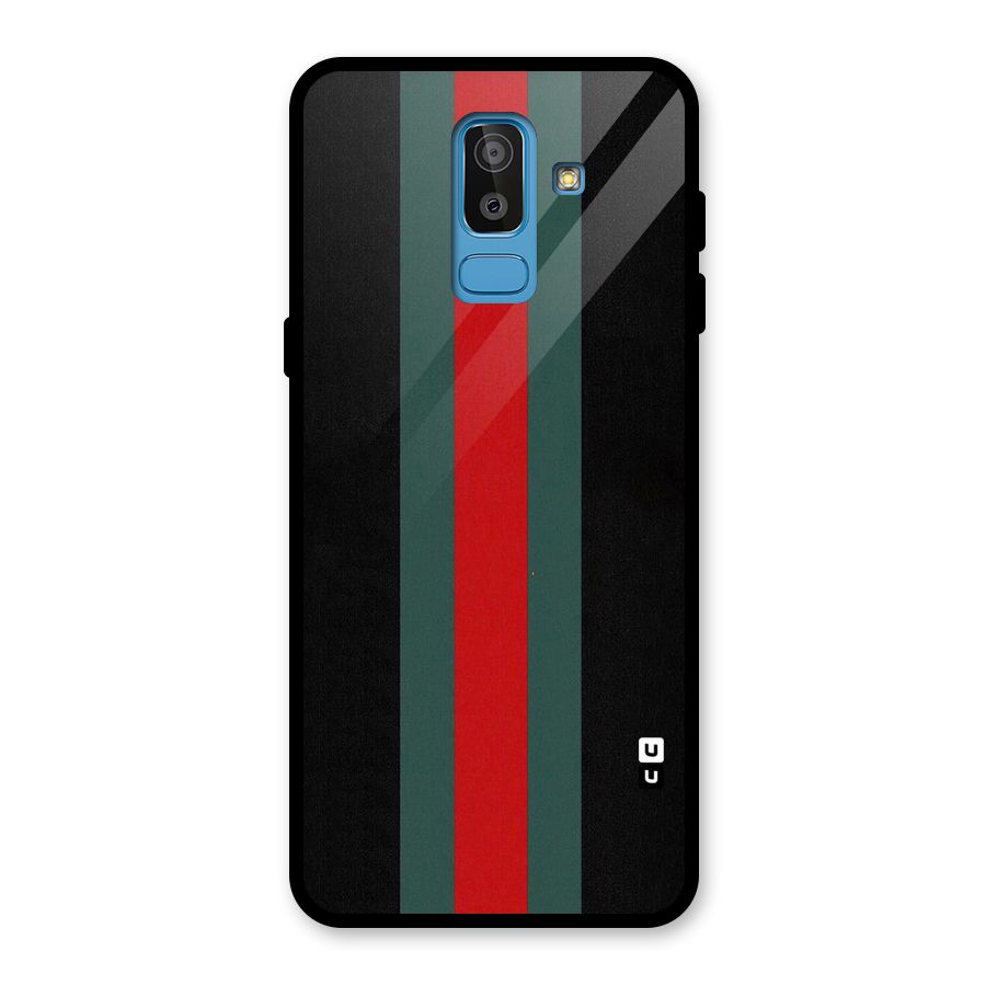 Basic Colored Stripes Glass Back Case for Galaxy J8
