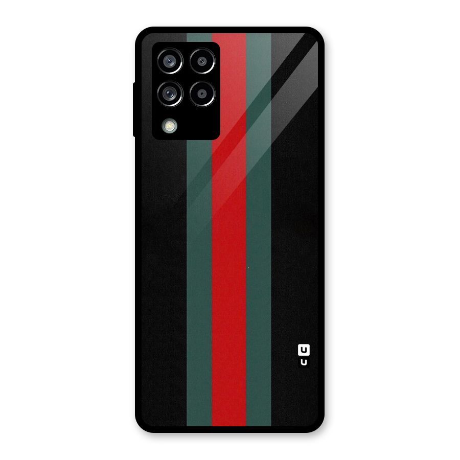 Basic Colored Stripes Glass Back Case for Galaxy M53 5G
