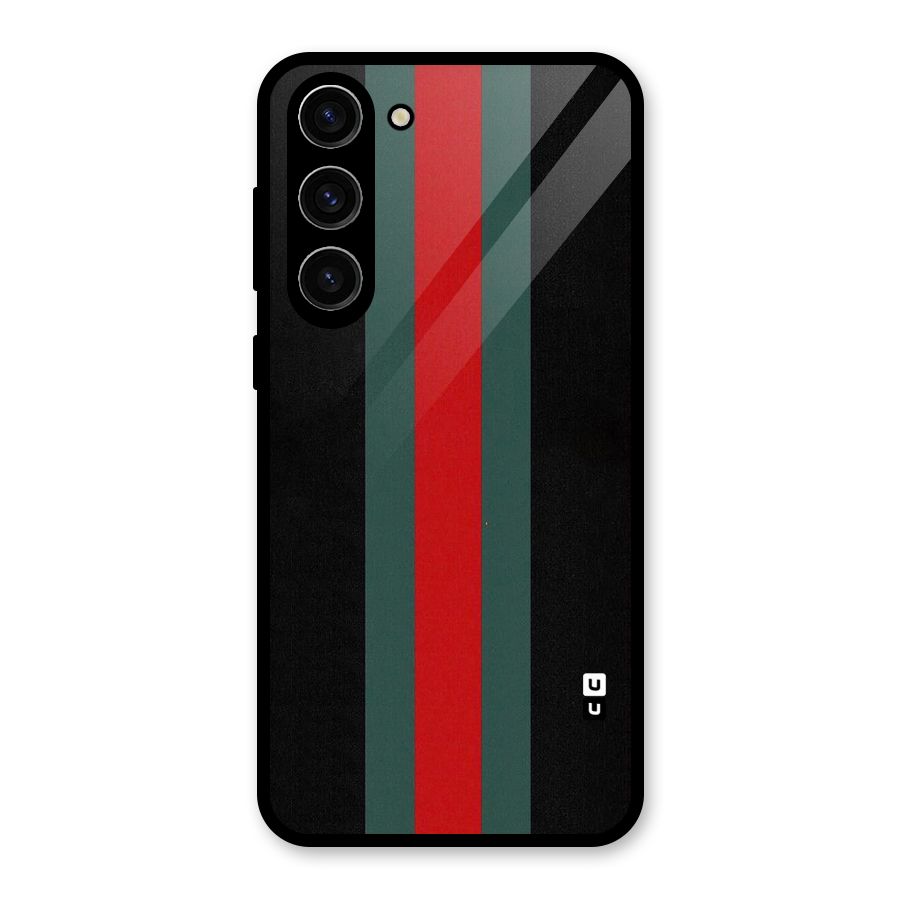 Basic Colored Stripes Glass Back Case for Galaxy S23 Plus