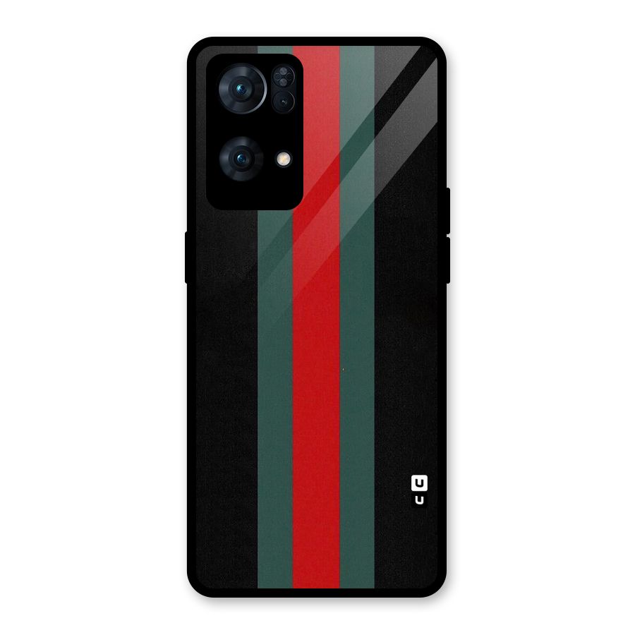 Basic Colored Stripes Glass Back Case for Oppo Reno7 Pro 5G