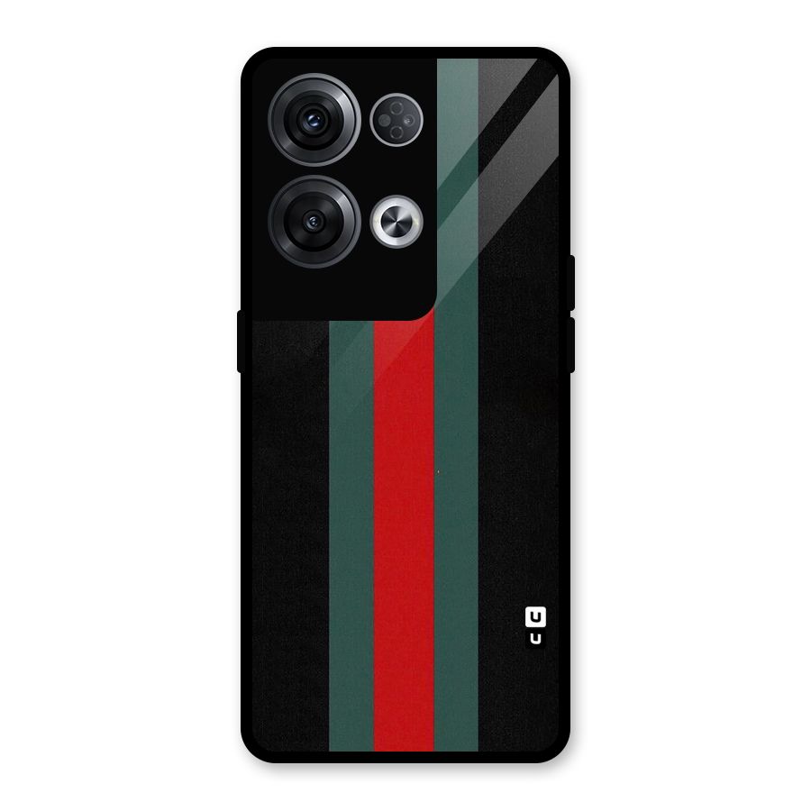 Basic Colored Stripes Glass Back Case for Oppo Reno8 Pro 5G
