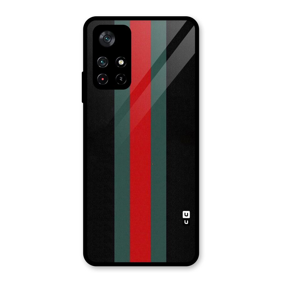 Basic Colored Stripes Glass Back Case for Poco M4 Pro 5G