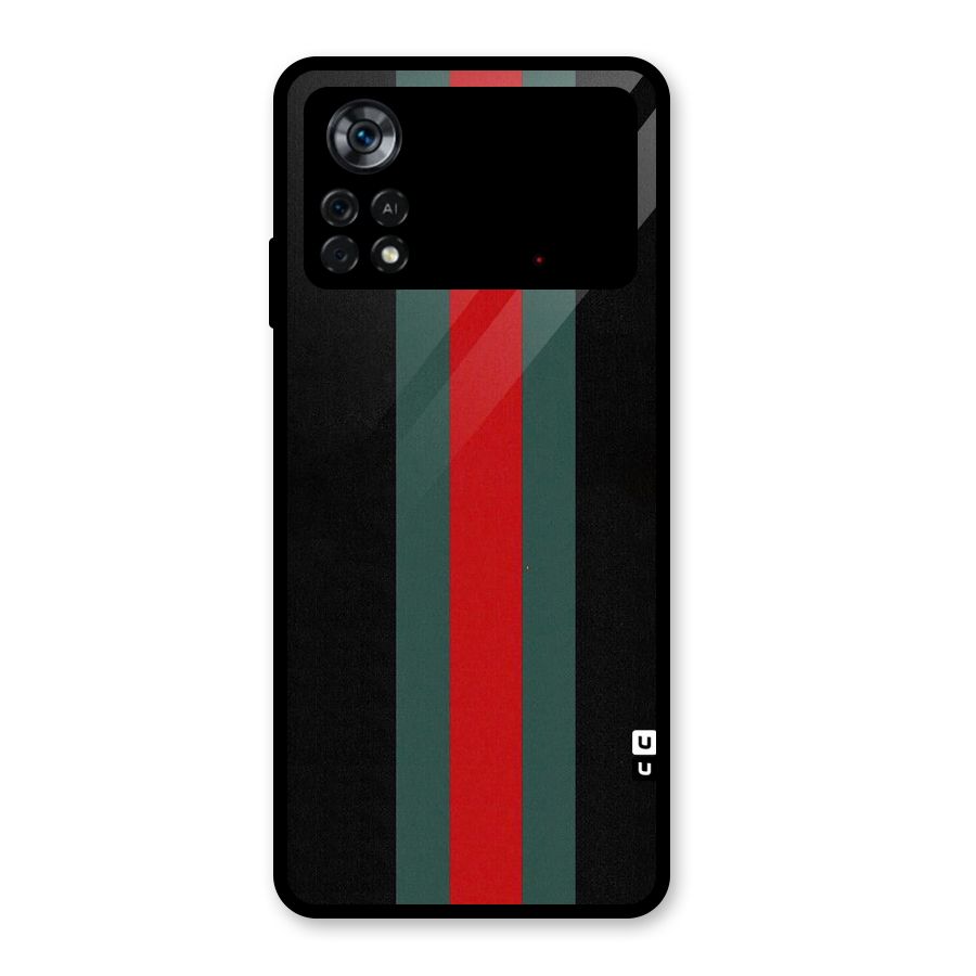 Basic Colored Stripes Glass Back Case for Poco X4 Pro 5G
