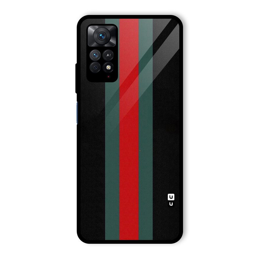 Basic Colored Stripes Glass Back Case for Redmi Note 11 Pro