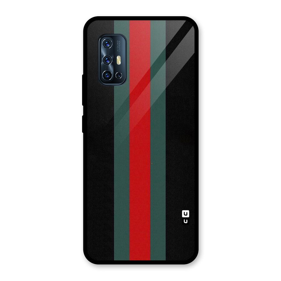 Basic Colored Stripes Glass Back Case for Vivo V17
