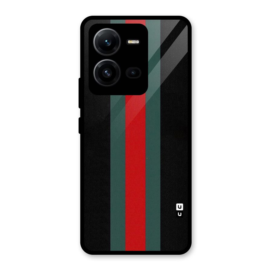 Basic Colored Stripes Glass Back Case for Vivo V25