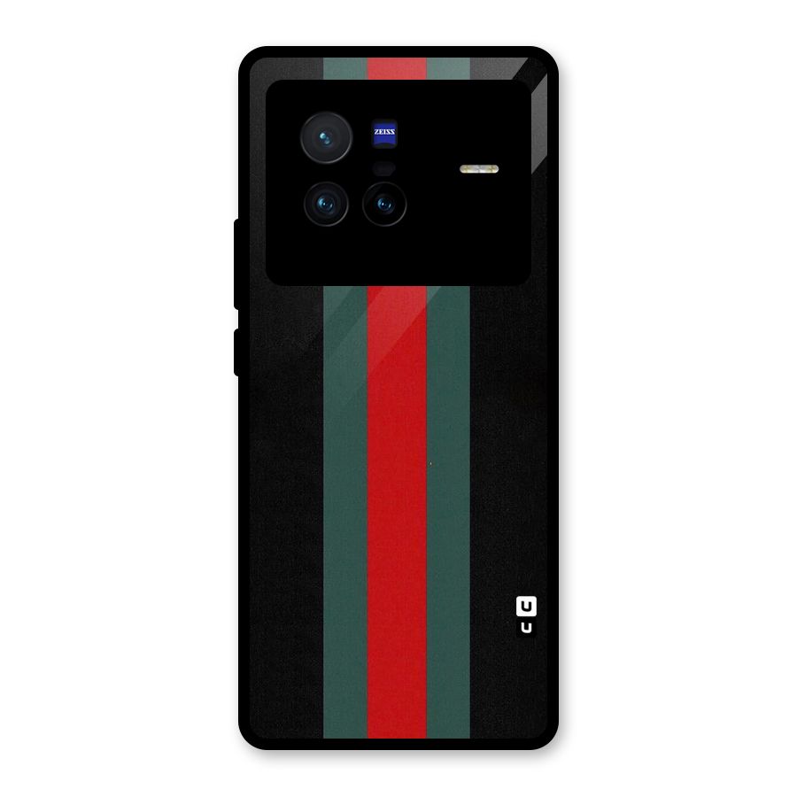 Basic Colored Stripes Glass Back Case for Vivo X80