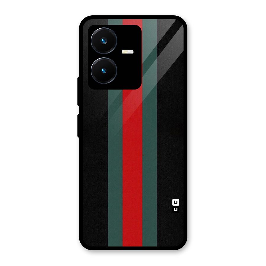 Basic Colored Stripes Glass Back Case for Vivo Y22