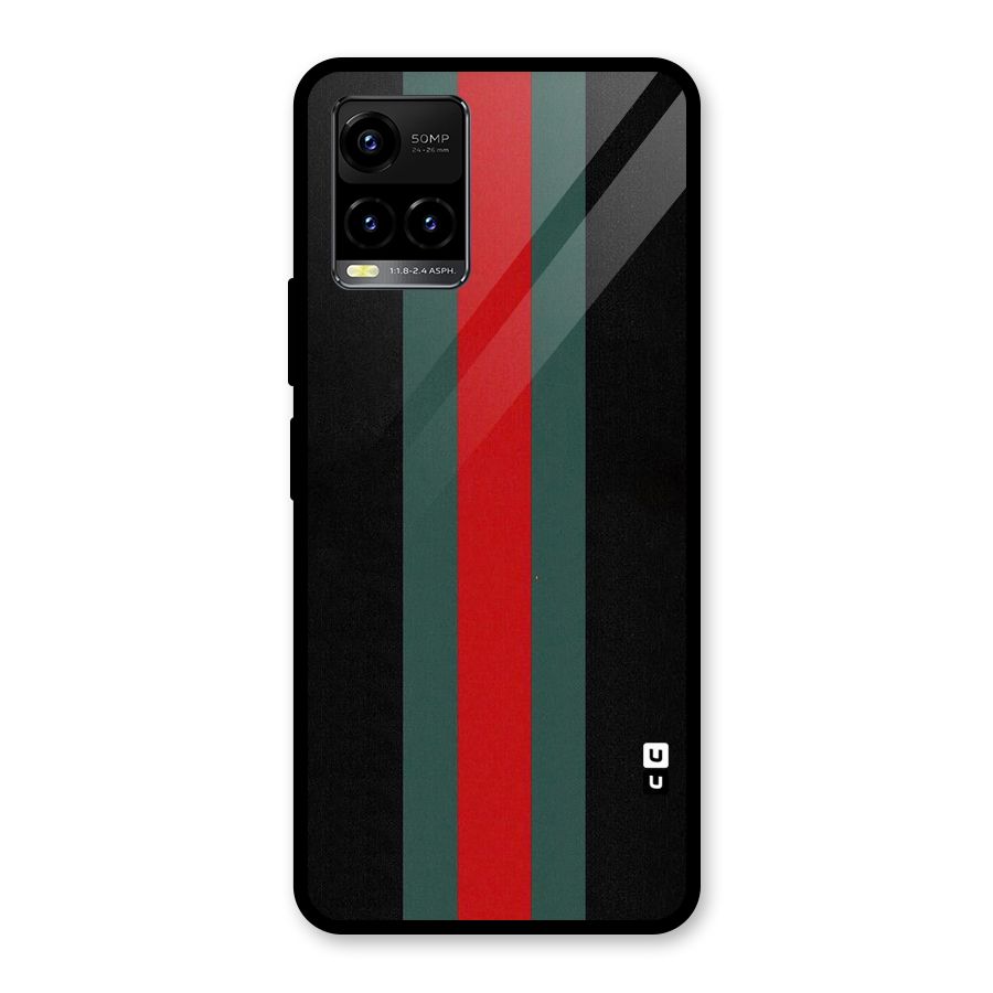 Basic Colored Stripes Glass Back Case for Vivo Y33s